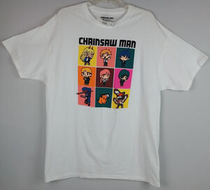 NWT Chainsaw Man Crunchyroll Adult XL White Chainsaw Man Anime Graphic Tshirt